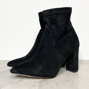 Catherine Malandrino Faux Suede Black Pointed Toe Bootie 9